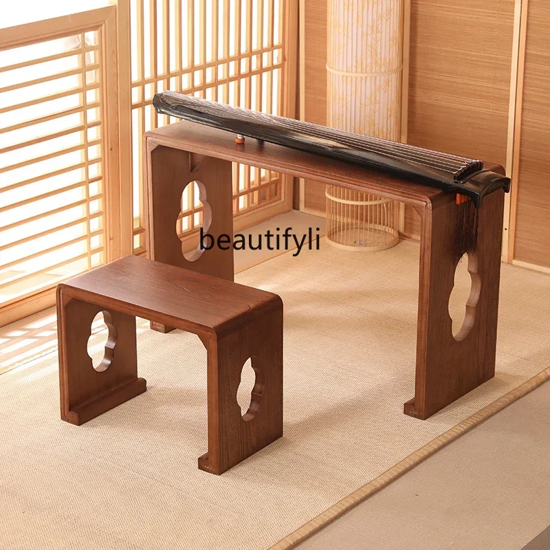 

yj5Guqin Desks and Chairs Resonance Piano Table Zen Solid Wood Antique Imitation Chinese Style Guzheng Calligraphy Chess Table