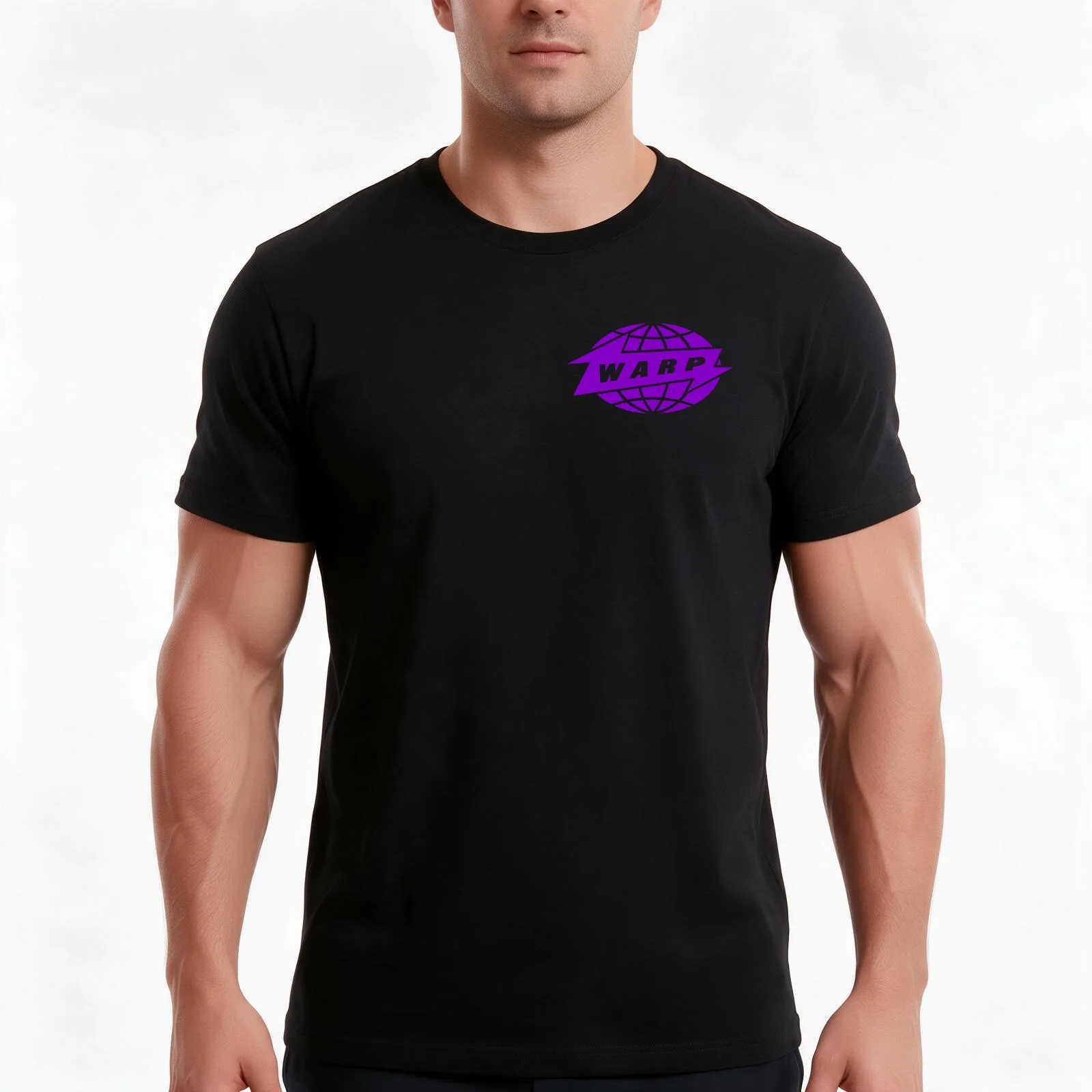 Warp Sticker T-Shirt, Summer Casual Cotton Tee, Oversized Streetwear Tops, Vintage Graphic Print, Loose Fit Short Sleeve