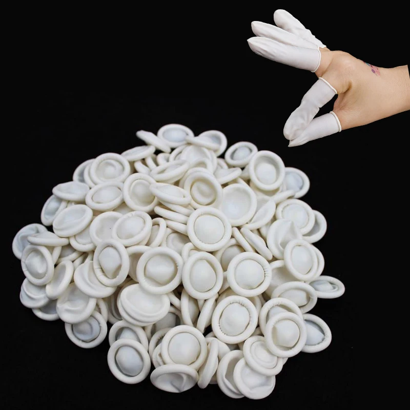 200Pcs/bag Disposable Latex Rubber Finger Cots Fingertips Protector Gloves Finger Covers Nail Practice Hand Protector Cots