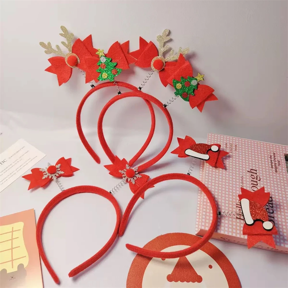 1PC Plüsch Weihnachtsdekoration Stirnband Kopfbedeckung Geweih Kopfbedeckung Zubehör Stirnband Rotes Stirnband
