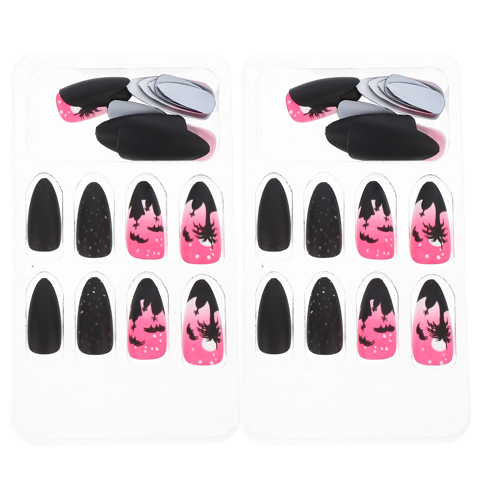 

48 Pcs Full Cover False Nails Plastic Artificial Women Fake Nail Tip Matte Halloween Party Wedding Nail Art Salon Home Use