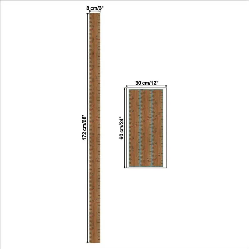 【ELECTRONIC-ACCESSORIES】2X Wood Children Height Measurement Baby Growth Chart Baby Height Ruler Wall Stickers For Kids Room Nurs