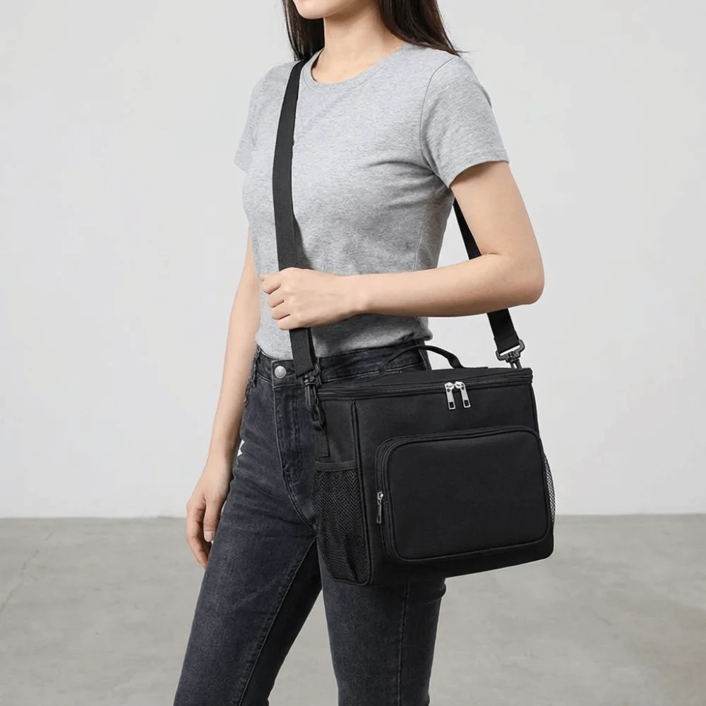 

Термосумка для обедов из ткани Оксфорд, однотонная, большая вместительная сумка-тоут для еды, квадратная сумка-холодильник для ланч-бокса