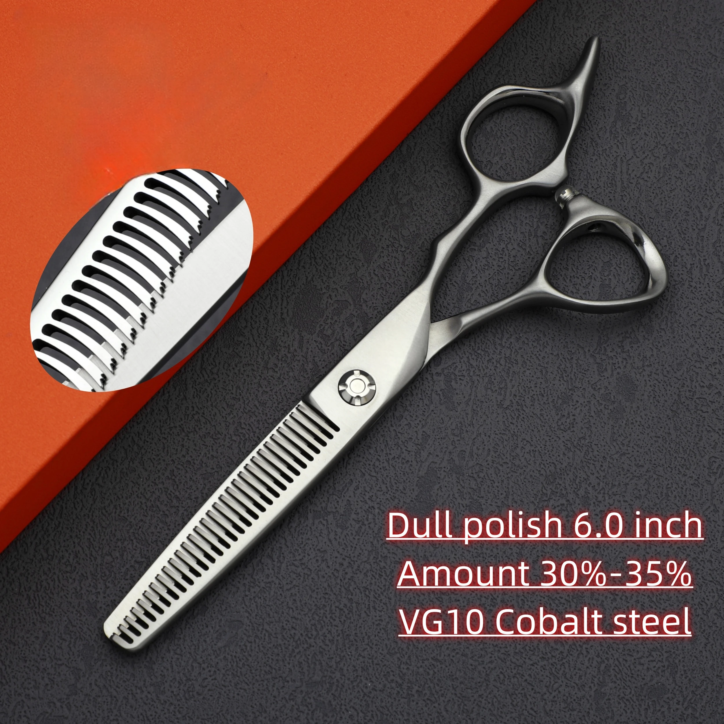 

Dull Polish Barber Scissors，Japan VG10 Cobalt Steel，Hair thinning shears，6.0-6.5-7.0 inches，High quality Barbershop accessories