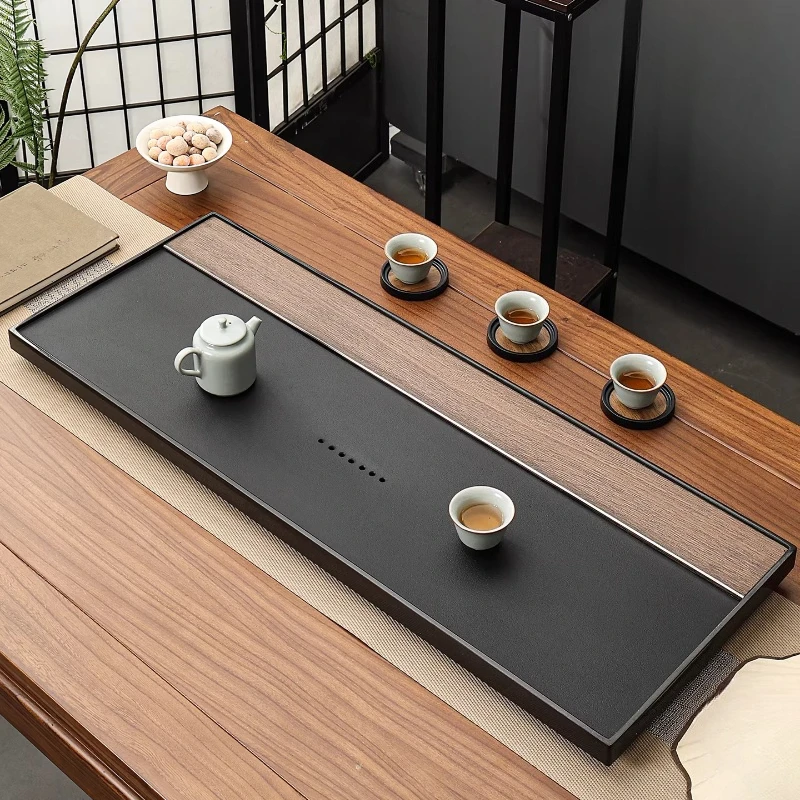 Kitchen Tea Tray Original Designer Indoor office Chinese Tea Tray Supplies Marble Rectangular bandejas de madera Tea Supplies
