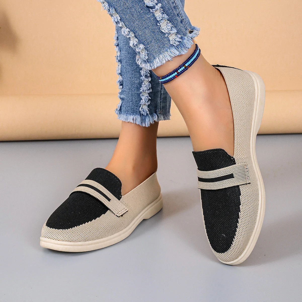 New Women Black Loafers Shoes Brand Casual Flat Shoes Leather Cashmere Single Shoes Ladies Walking Non Slip Chaussure Femme