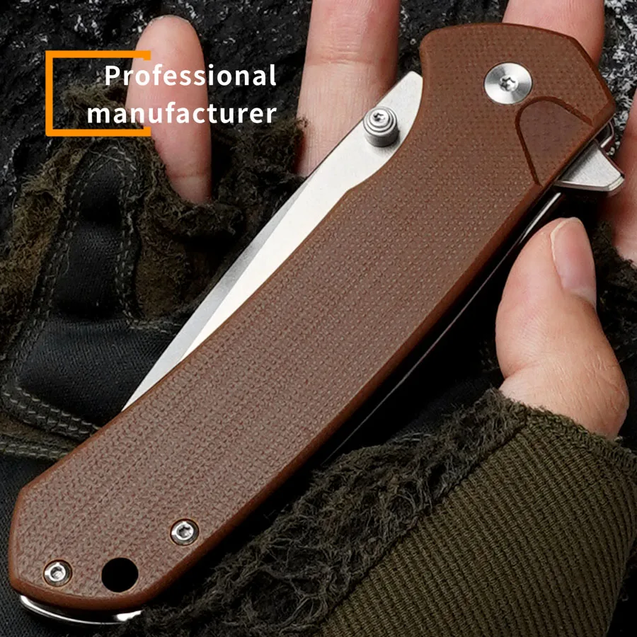HWZBBEN J277 Coltello pieghevole tascabile con manico G10 Lama D2 Taglierina da campeggio esterna Autodifesa Lavorazione del legno Miglior regalo per gli uomini