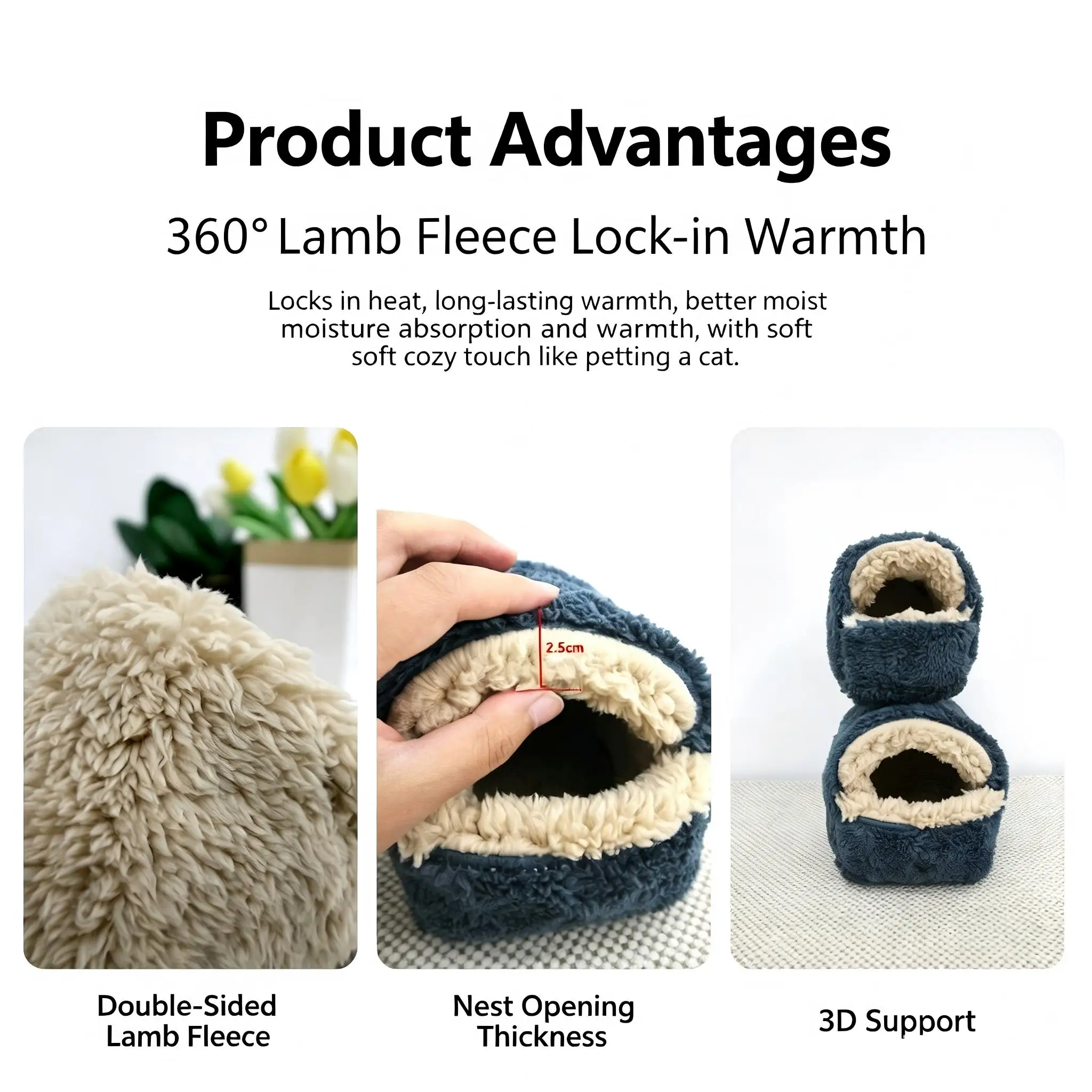 Double‑Sided Lamb Fleece Hamster Nest Winter Warm Small Pet Sleeping Cave Bed