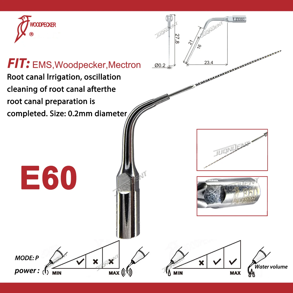 Originele Specht Tandheelkundige Ultrasone Scaler Tips Wortelkanaalirrigatie E60/E62 Fit EMS UDS Scaler Handstuk