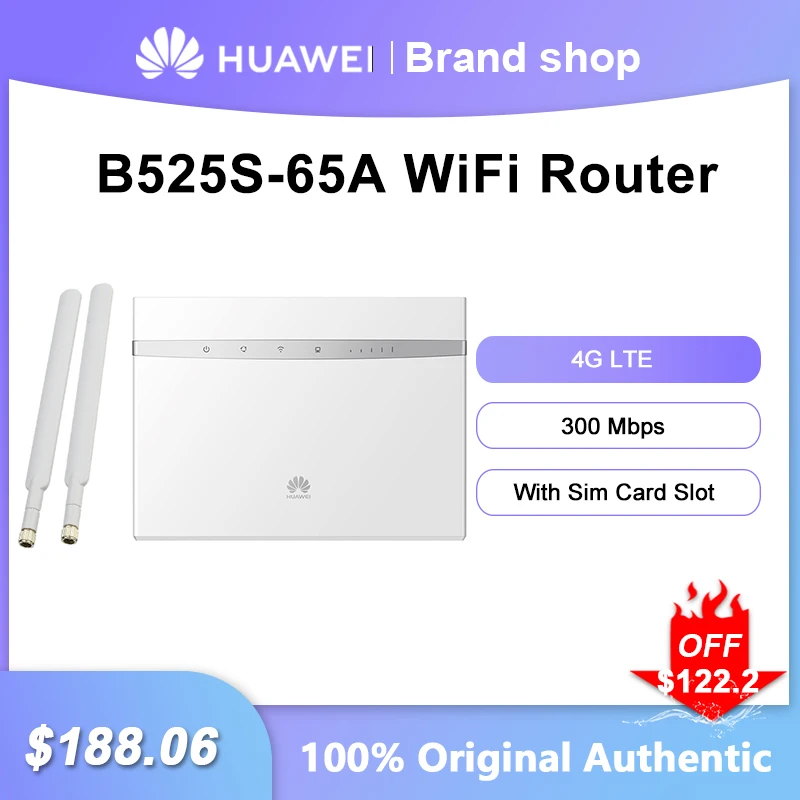 

Unlocked Huawei B525S-65A 4G LTE CPE Wireless Router 300Mbps WiFi Broadband Network Signal Repeater With SIM Card Slot