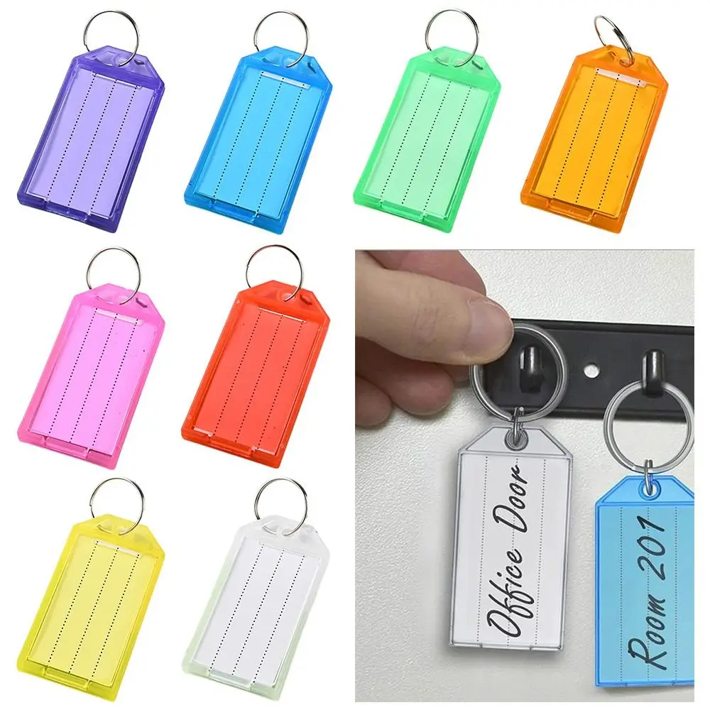 10 قطع من علامات المفاتيح البلاستيكية مع إدارة المفاتيح لتصنيف ملصقات البطاقات مع حلقة مقسمة قابلة للتحديد وتنظيم مفتاح لوحة الأرقام