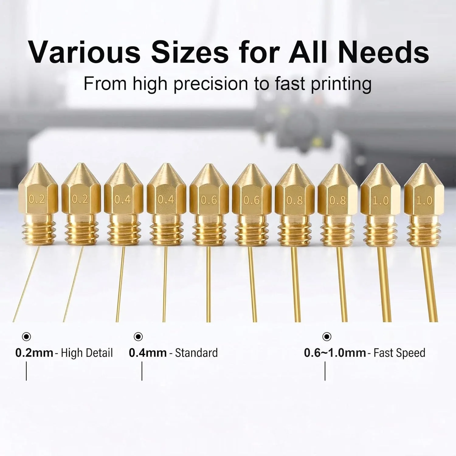 3D-Drucker-Düsen-Set, 16 Stück MK8 Messingdüsen 0,2/0,4/0,6/0,8/1,0 mm, Schraubenschlüssel, Pinzette, Aufbewahrungsbox, für Ender 3 CR-10 Serie – Detail 6