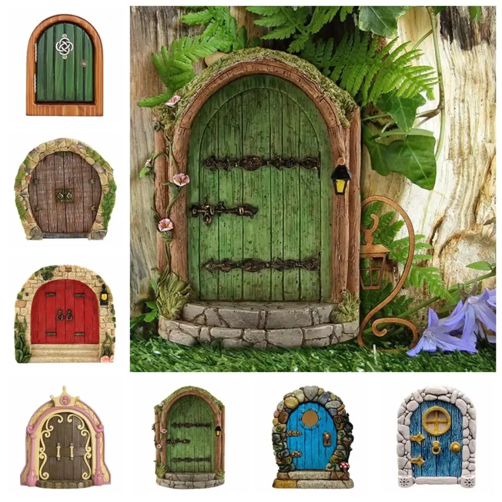 Gift Doll House Vintage Decoration Wood Ornament Wooden Craft Dwarf Tree Door Home Children's Toys Garden Decoration Miniatures