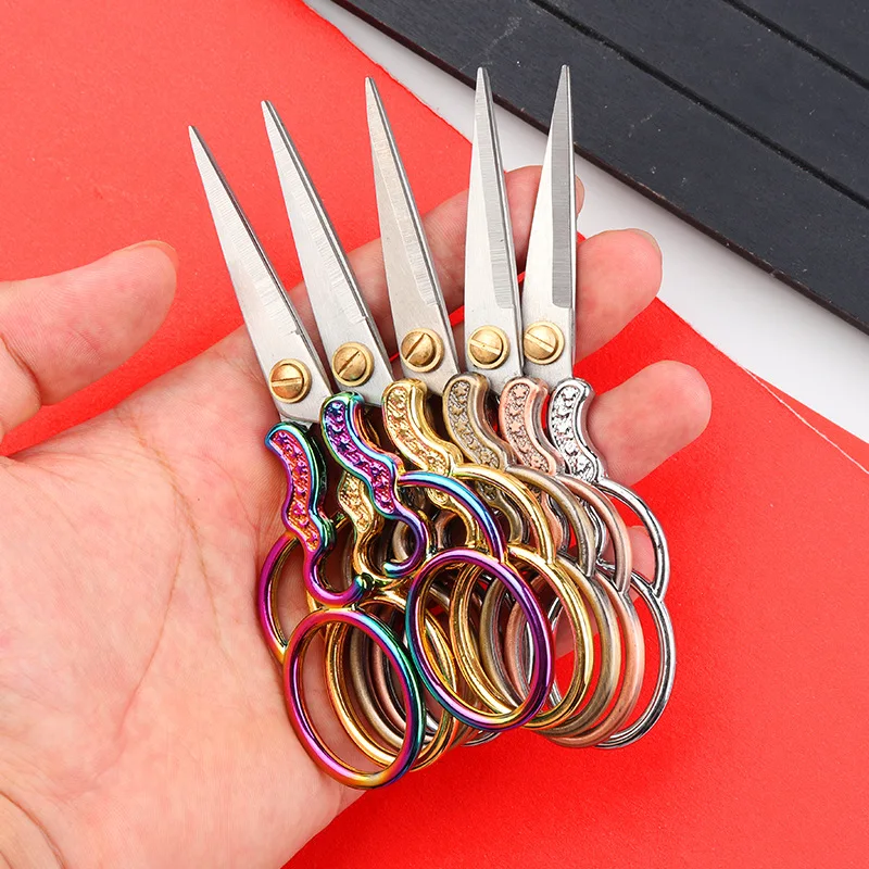 Retro Tailor Scissors for Sewing, Stainless Steel, Crane Shape, Small Embroidery Craft, CrossStitch Scissors 1Pc