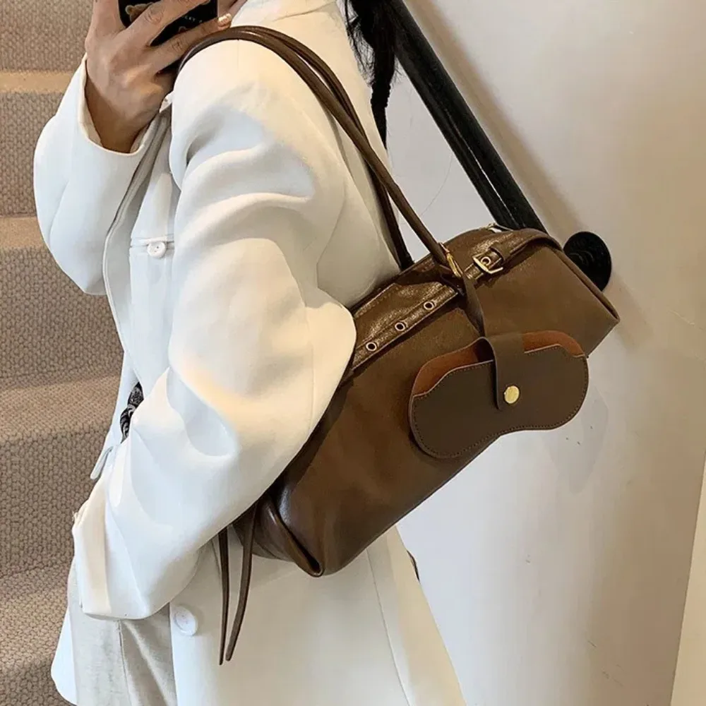 الرجعية بو الجلود تحت الإبط حقيبة سعة كبيرة حزام مشبك حقيبة يد السيدات بلون بوسطن حقيبة يد الشتاء