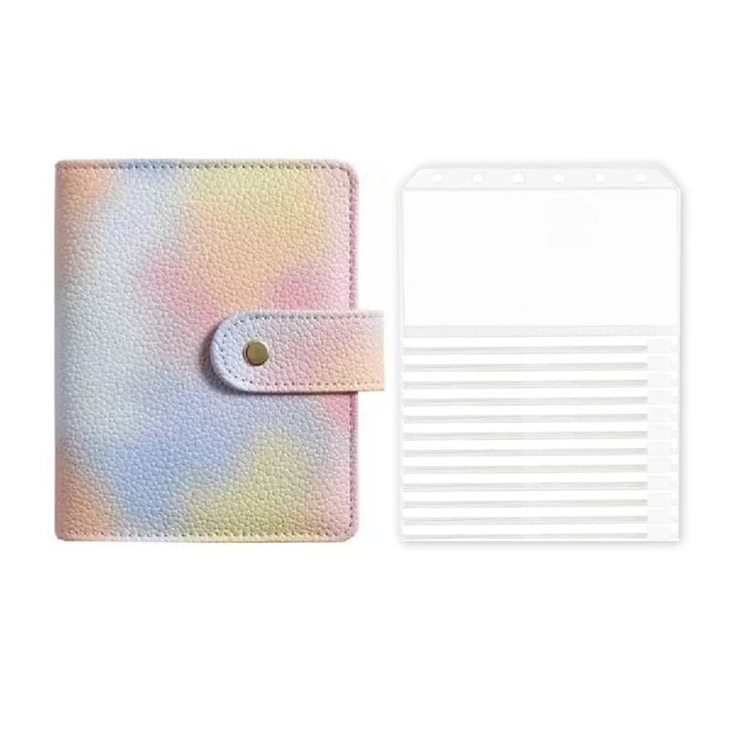 A7 Pu Lederen Budget Bindmiddel Hervulbare 6-Ring Losbladige Persoonlijke Planner Notebook Met 12 Rits Zakken Cash enveloppen Systeem