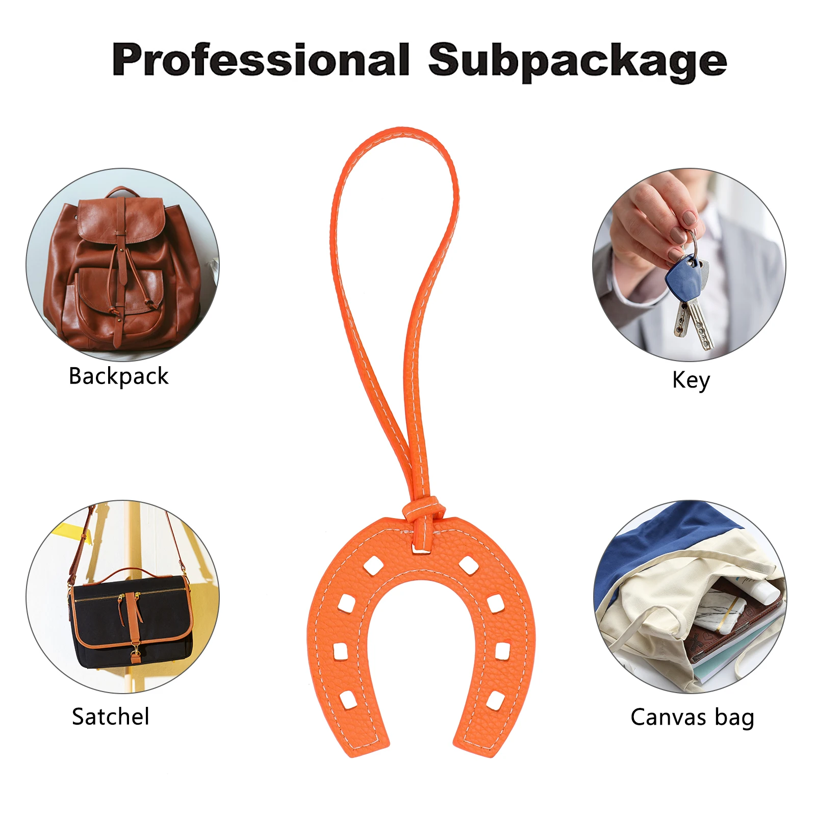 قلادة حدوة الحصان برتقالية PU حقيبة إبداعية معلقة سلسلة مفاتيح مزخرفة خفيفة الوزن حقيبة يد ساحرة #6