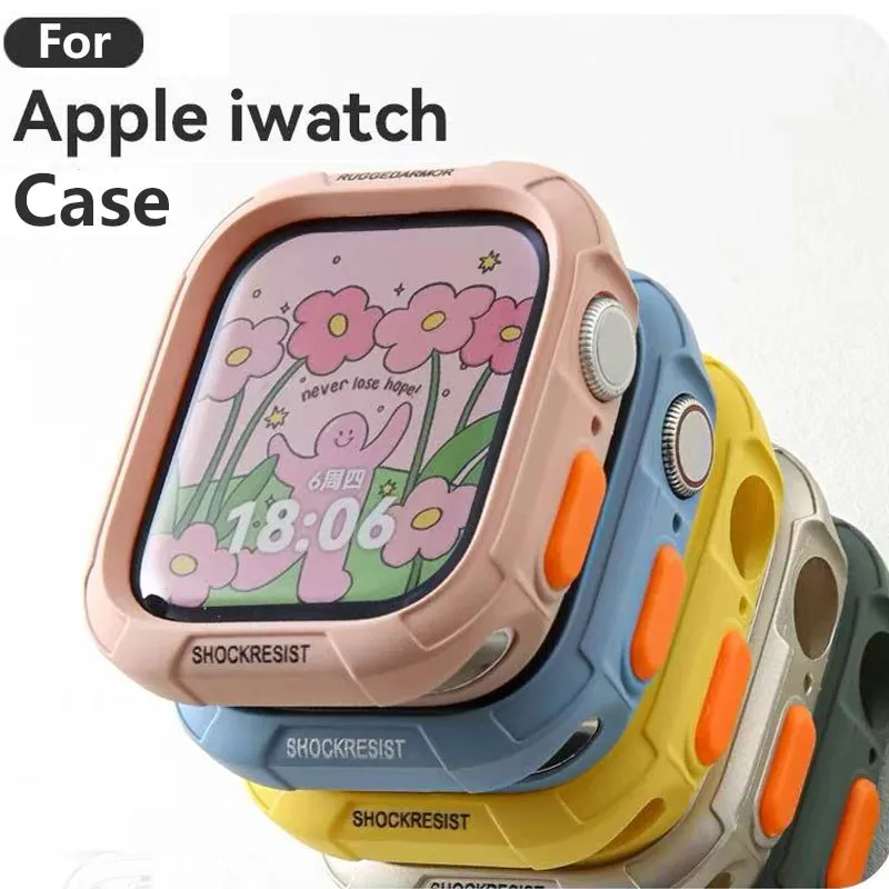 Bumper Soft Silicone Case For Apple Watch 10 9 8 7 6 SE 5 Anti-drop Matte Cover For iwatch 49mm 41mm 42mm 46mm 40mm 44mm 45 mm