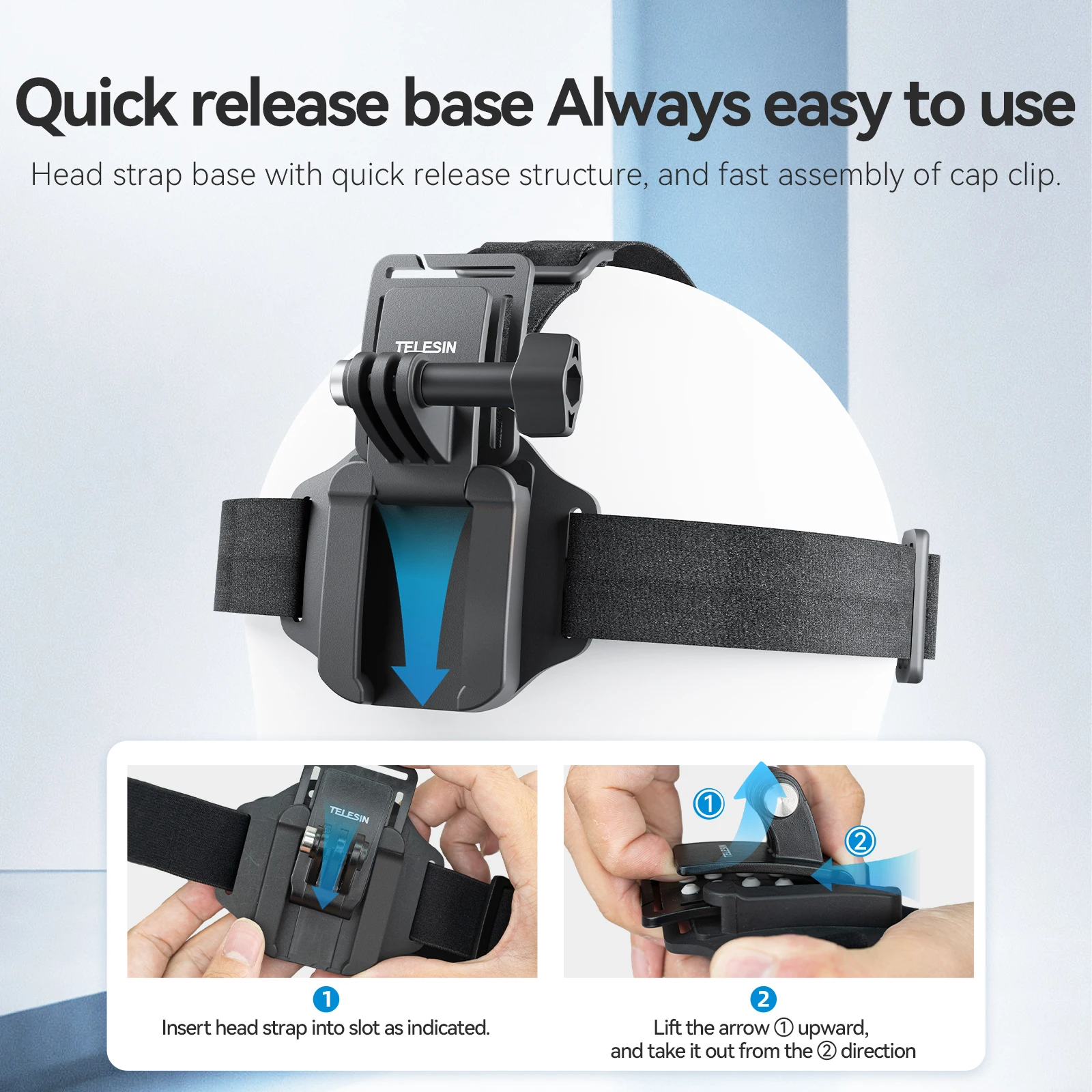 TELESIN 2 in 1 Head Strap Hat clip for Gopro hero 13 12 11 10 9 8 Accessories Head Belt Strap Mount For Insta 360 DJI OSMO Act