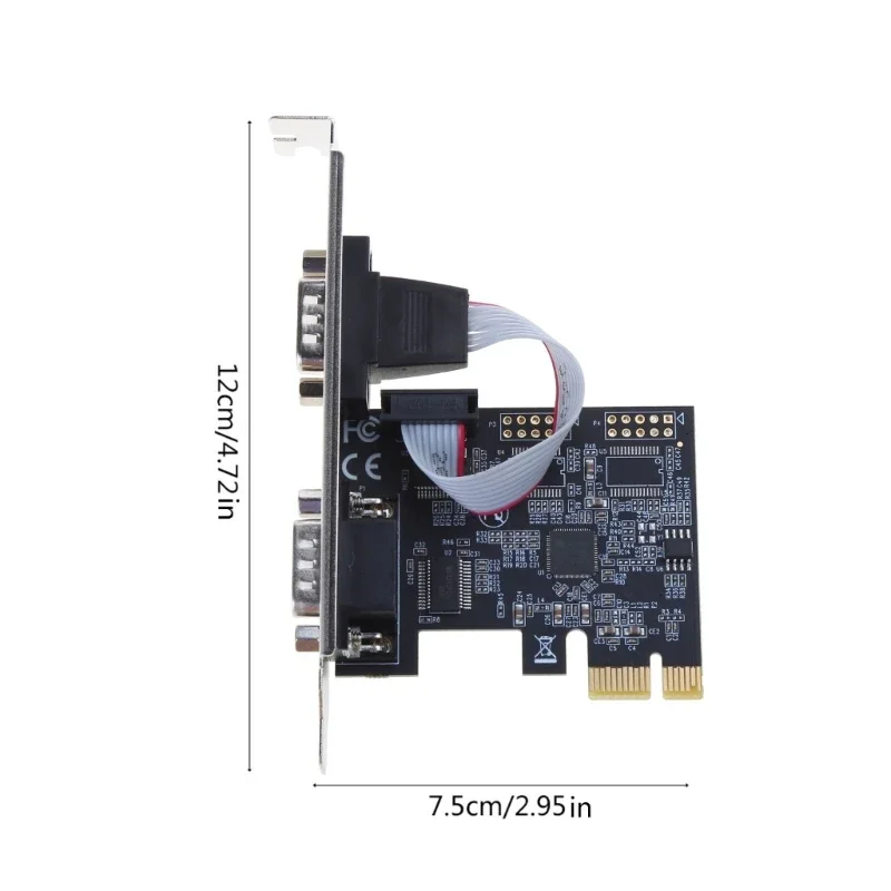 2 Port Low Profile RS232 PCI for Express Serial Card Adapter with 16550 UART Pcie RS232 PCI-E Serial Card