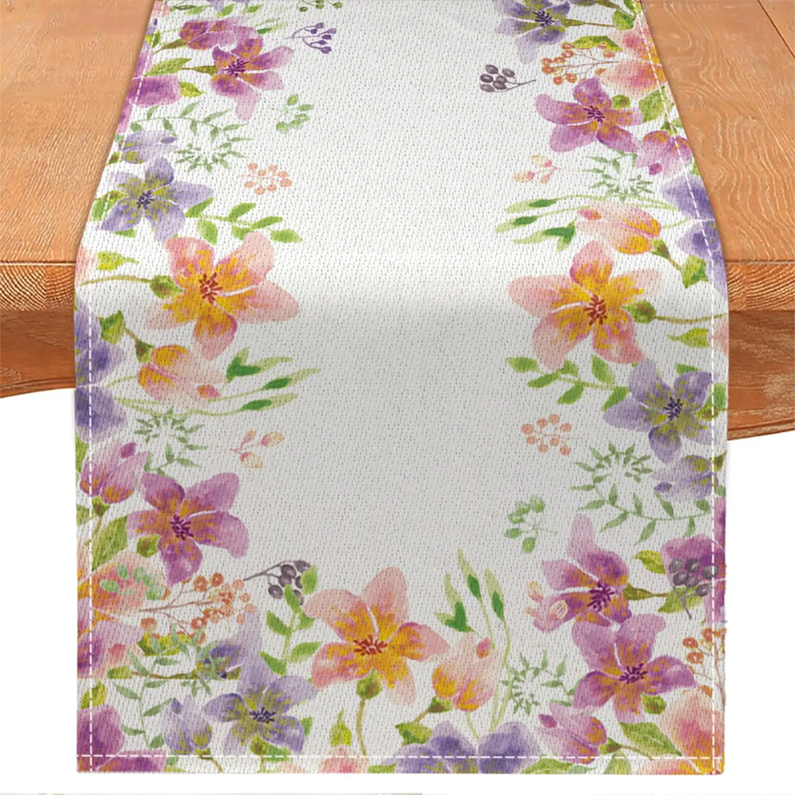 Wildflower Spring Tischläufer – Gras-Stil, saisonale Sommerdekoration, rustikale Tischdekoration für den Innenbereich, Küche, Esszimmer, flach