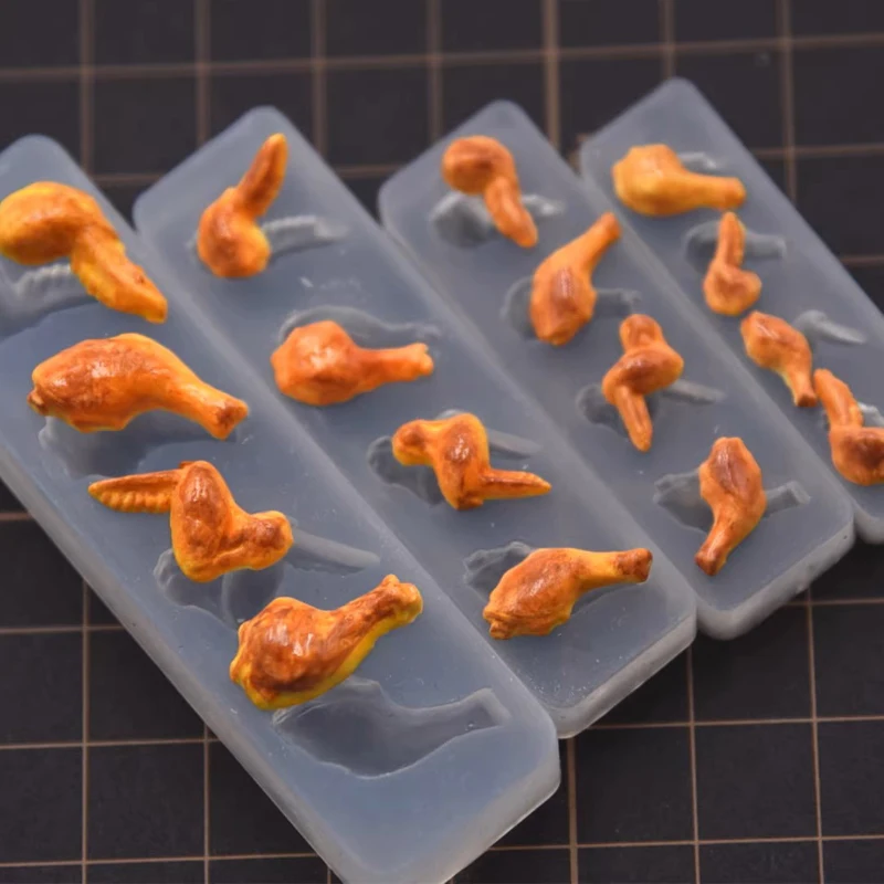 Cute Miniature Drumstick Chicken Wings Silicone Mold Pottery Clay Doll House Food Toy DIY Tools