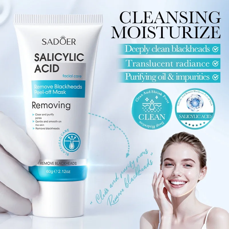 Salicylic acid brightening and blackhead removing tear off facial mask moisturize and apply facial mask to shrink pores