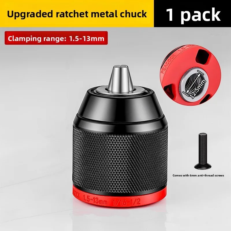 1pc Metal Keyless Drill Chuck,0.8~10mm1.5~13mm,3Jaw Ratchet Self-Lock Chuck,For Electric Hand Drill,Cordless Drill&Lithium Drill gallery 5