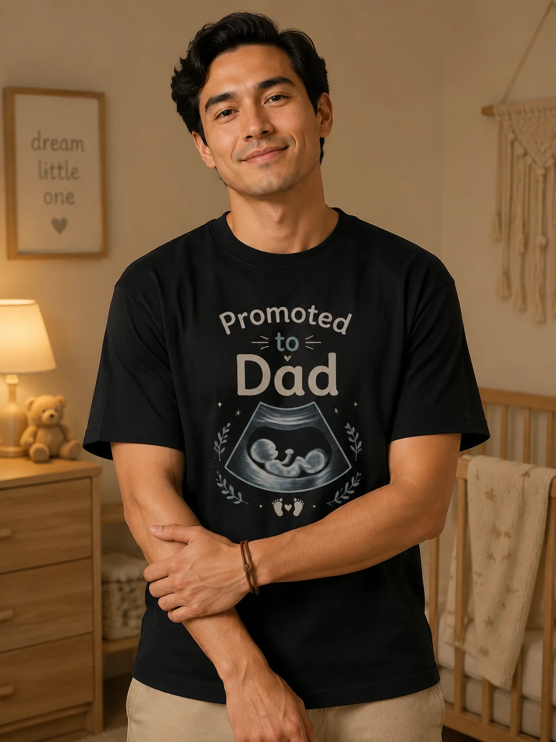 

Men Graphic T Shirt Short Sleeve Loose Fit 50% Cotton 50% Polyester Fabric Promoted to Dad Print Summer Casual for Daily Wear