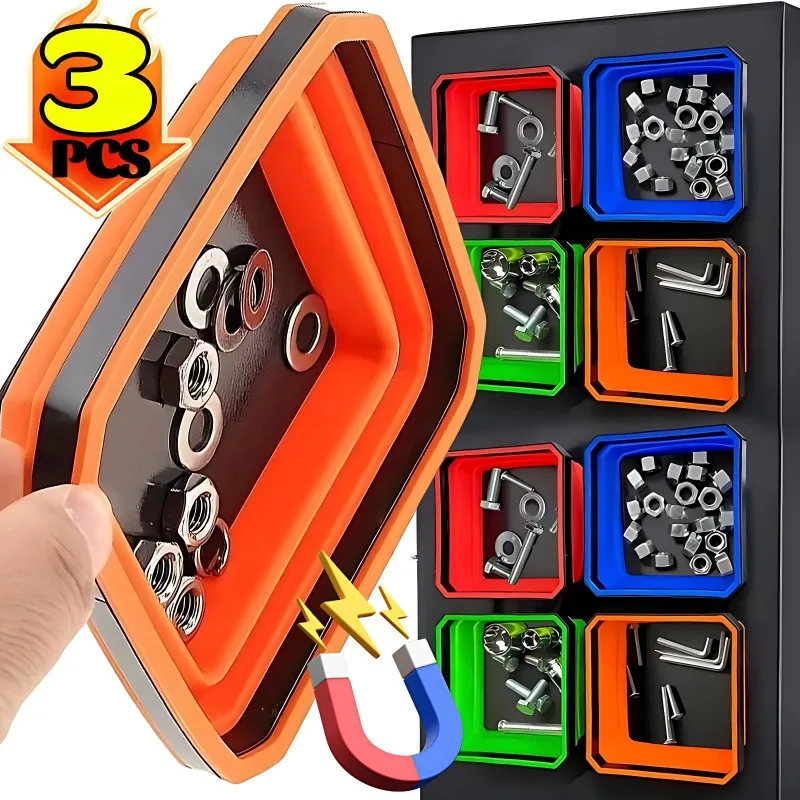 

Magnetic Parts Tray Foldable Silicone Screw Bolts Nuts Holding Trays Organizer Square Hardware Tools Magnets Storage Box Bowls