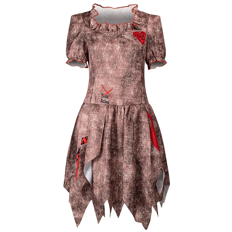 

Evil Doll Halloween Costume Of Ghost Bride And Clown For Cosplay, Available In Adult And Children's Sizes.