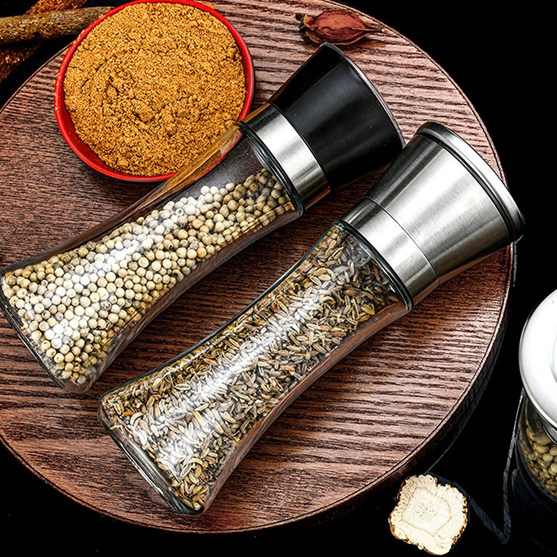 Manual Salt Pepper Grinder Seasoning Bottle Jar Stainless Steel Spice Grinder Salt Shaker Kitchen Mills Accessories