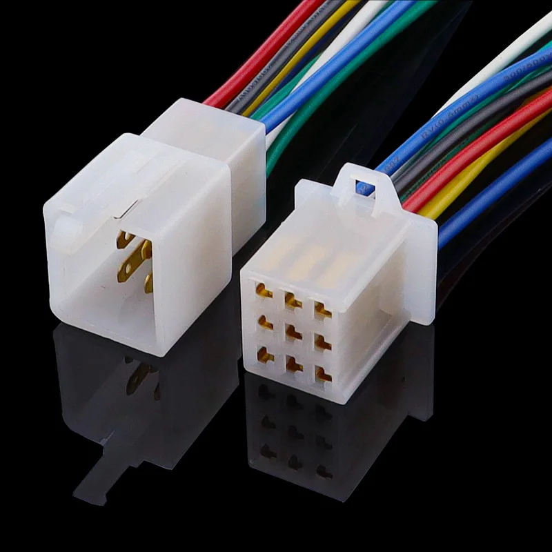 1 zestaw 9-pinowych złączy przewodów elektrycznych Zestaw wtyczek automatycznych z kablem/łąkta długość 21 cm