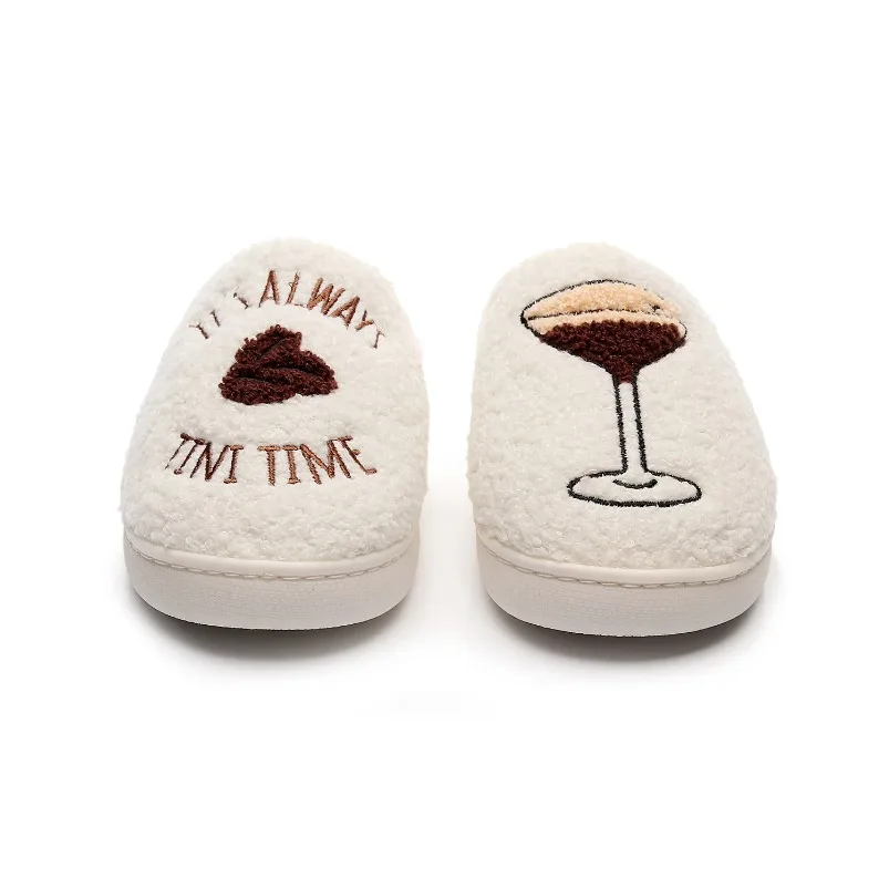 

House Slipper Women Men Male Winter Warm Fuzzy Home Shoes Plush Indoor Floor Non Slip Female Hairy Espresso Martini Fluffy