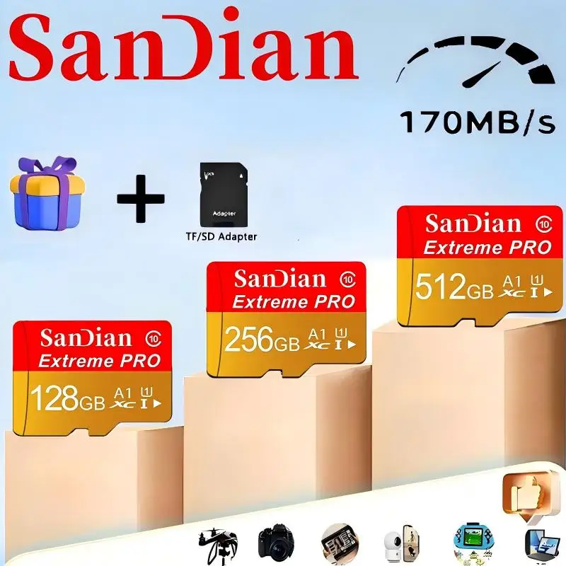 512GB 128GB 32GB Smart SD Cards Memory Card Micro TF SD Card Waterproof TF Cards High Performance for Phone/Smart TV/Router/GPS