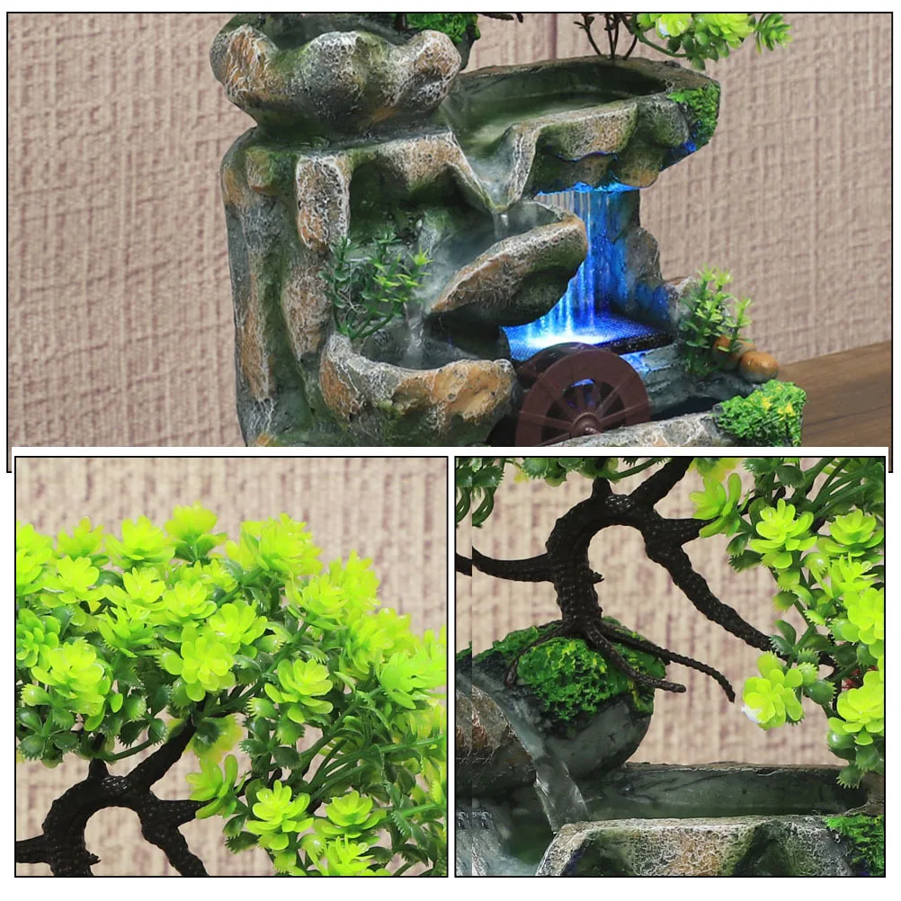 

Elegant Mini Tabletop Water Fountain Indoor Resin Relaxation Decor For Home Office Wedding (Us Plug) Waterfall Fountain Decor