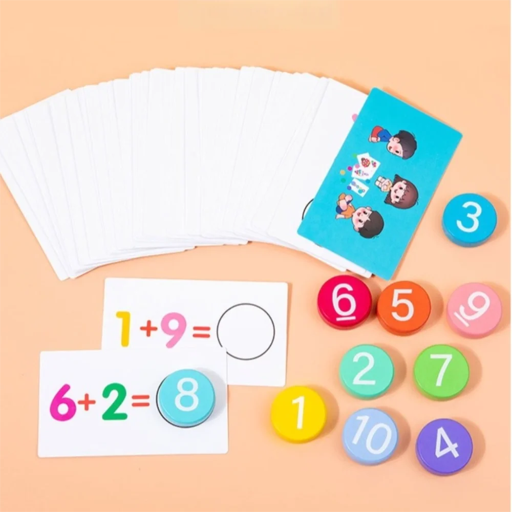 Wooden Digital Operation Card Colorful Children's Math Early Learning Number Cards Addition and Subtraction Cognition Cards