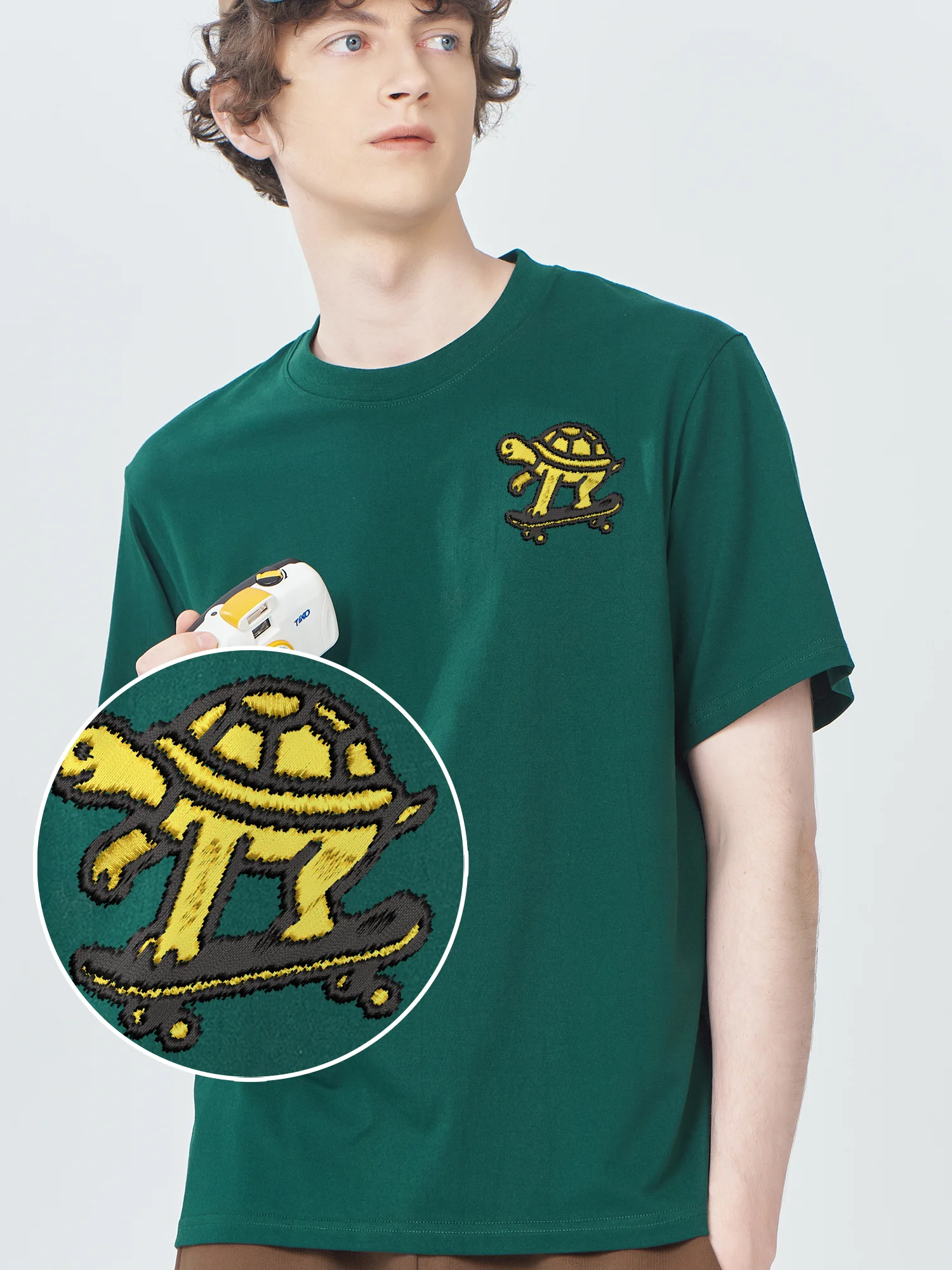 

Футболка Camiseta с вышивкой черепахи для скейтбординга, дышащая хлопковая одежда, футболки унисекс с круглым вырезом и вышивкой
