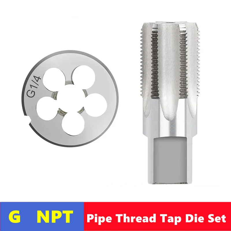 Pipe Thread Tapping Tools Set, Tap Die, G NPT, 55 °, 60 °, 1/8 \