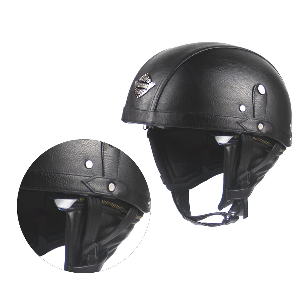 خمر نصف بو خفيفة الوزن قوية ركوب الخيل في الهواء الطلق السلامة الأسود دراجة نارية سكوتر الرجعية الكلاسيكية دائم #5