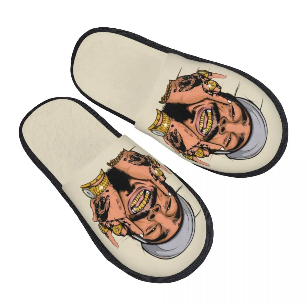 مخصص P-Posts Malones الأمريكية شعبية مغني الراب شبشب منزل النساء لينة رغوة الذاكرة الانزلاق على أحذية شبشب الفندق