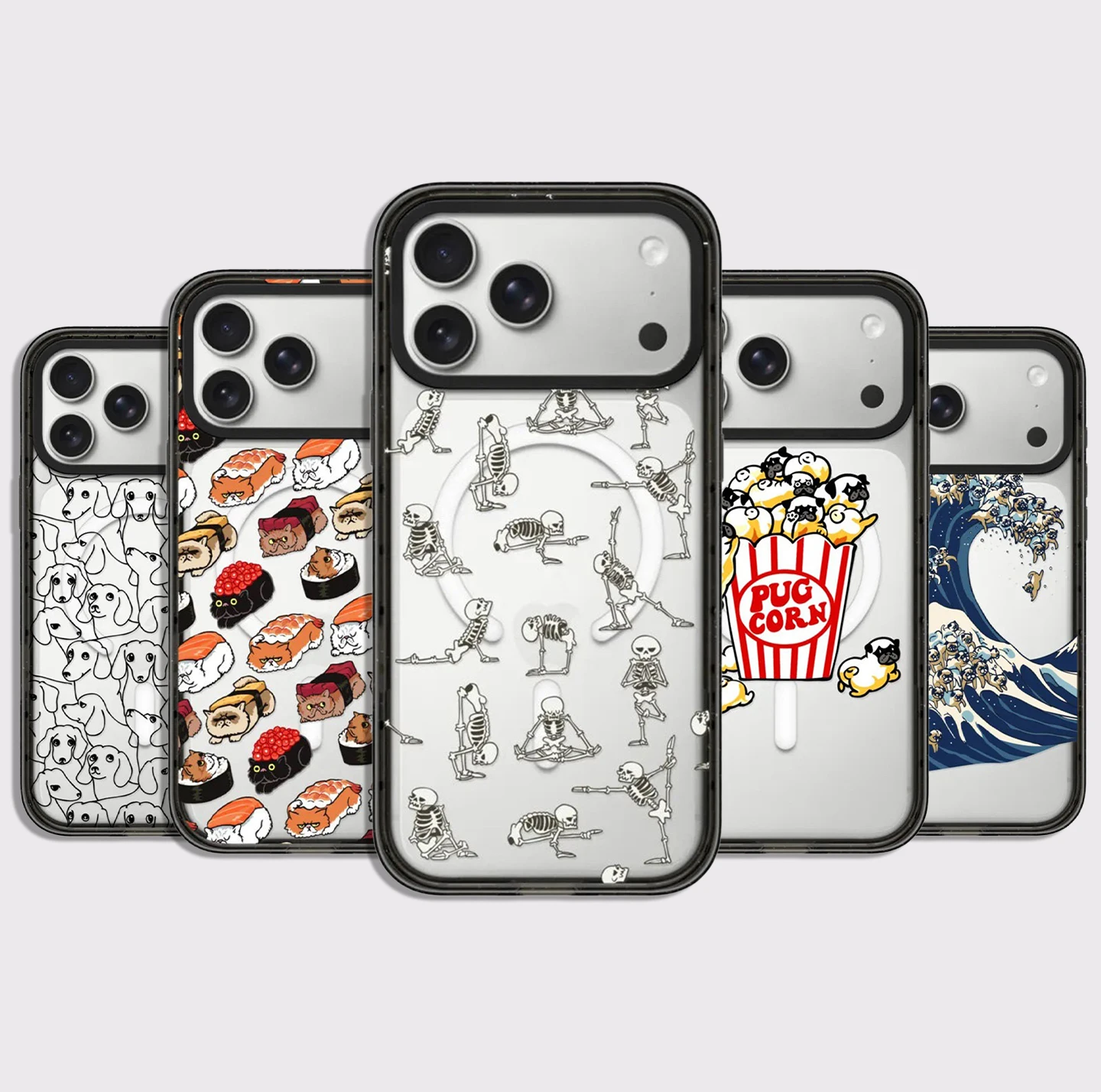 Skeleton Yoga Impact Black Border Magnetic Cover for IPhone 