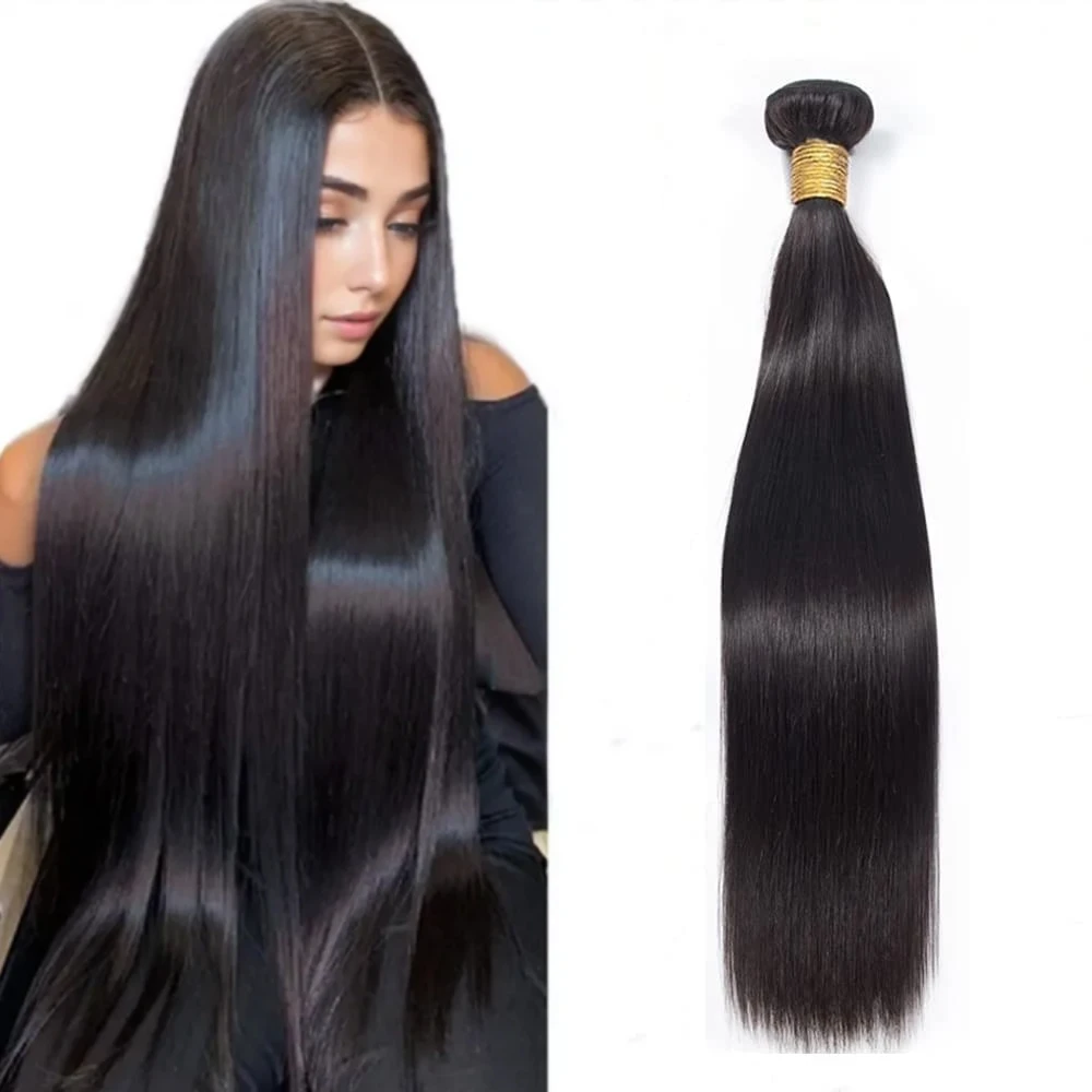 

Straight Human Hair Bundles Natural Color Brazilian Human Hair Extensions 1 Bundle Double Weft Braiding Hair Weave Single Bundle