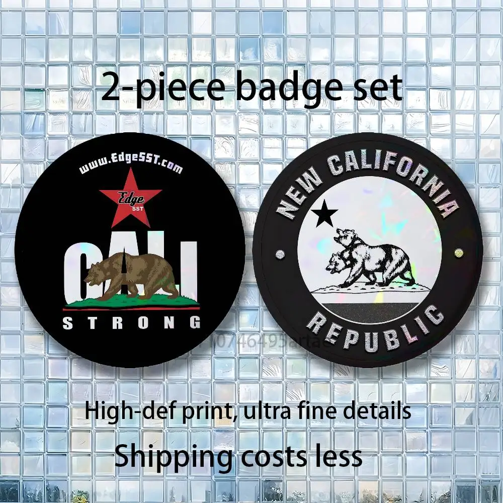 NCR New California Republic Flag Insignia Aesthetic Round Brooch 2piece Set Enamel Trendy for souvenir gift Merch Clothing Decor