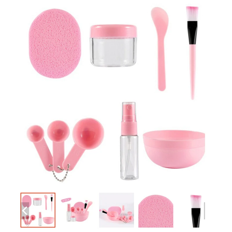 9 Pcs/Set DIY Facial Mask Tools Kit Bowl Brush Spoon Stick Bottle Sponge Homemade Makeup Beauty Tool