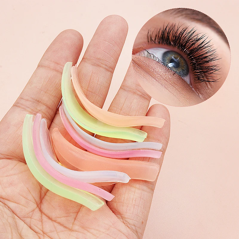 8 Pcs/Box Multi Color Jelly Perm Eyelash Pad Lifting Silicone Stripe Reusable Eye Lashes Extension Lifting Curler Makeup Tools