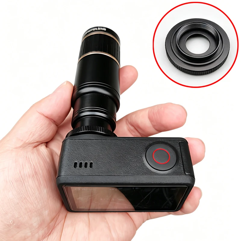 1 Stück Teleobjektiv-Adapter 17mm Durchmesser Gewinde-Konverterring Schraubbare, zerstörungsfreie Installation für DJI Action4/5/6