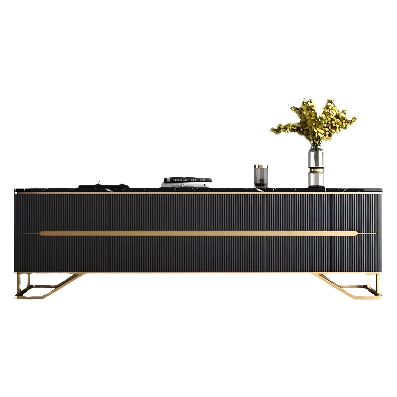 

cabinet coffee table combination simple modern small apartment living room household marble floor cabinet TV wall