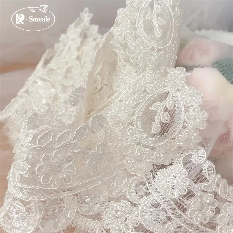 3-10Yards,Ivory White Beading Wedding Dress Lace Trim, DIY Craft Materials, Clothing Accessories,  RS93