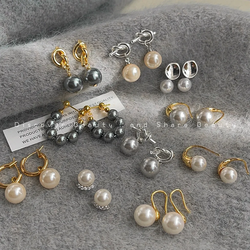 

DIY accessories Niche light luxury Shijia pearl earrings women's simple fashion versatile zircon earrings personalized high-end